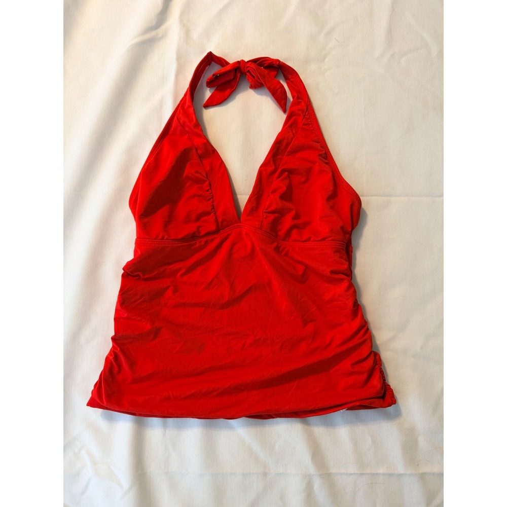 Athleta Red Halter Tankini Swim Top Ruched V-Neck 739201-29 Mens M